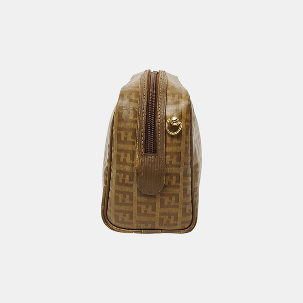 Coated Canvas Clutch Brown