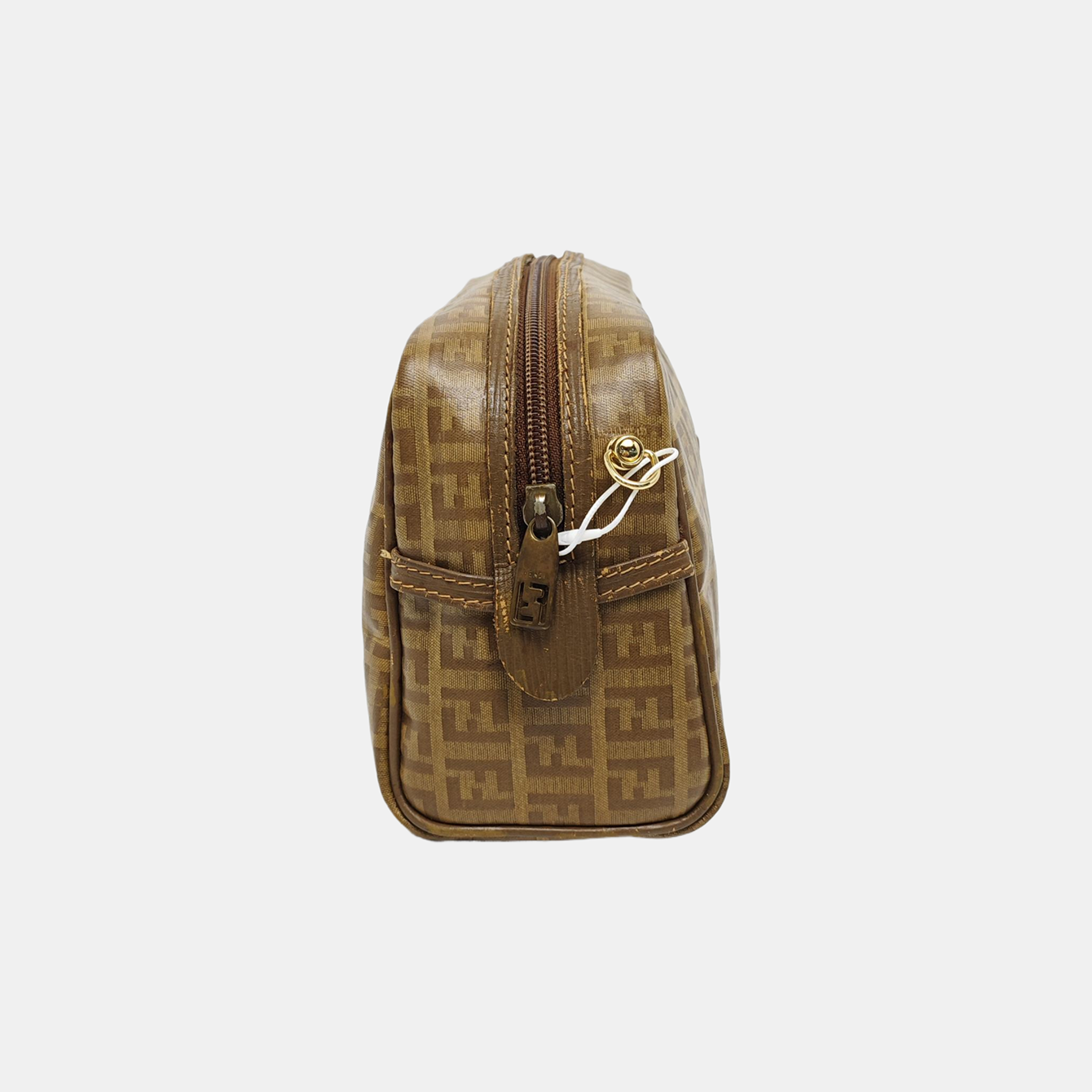 Coated Canvas Clutch Brown