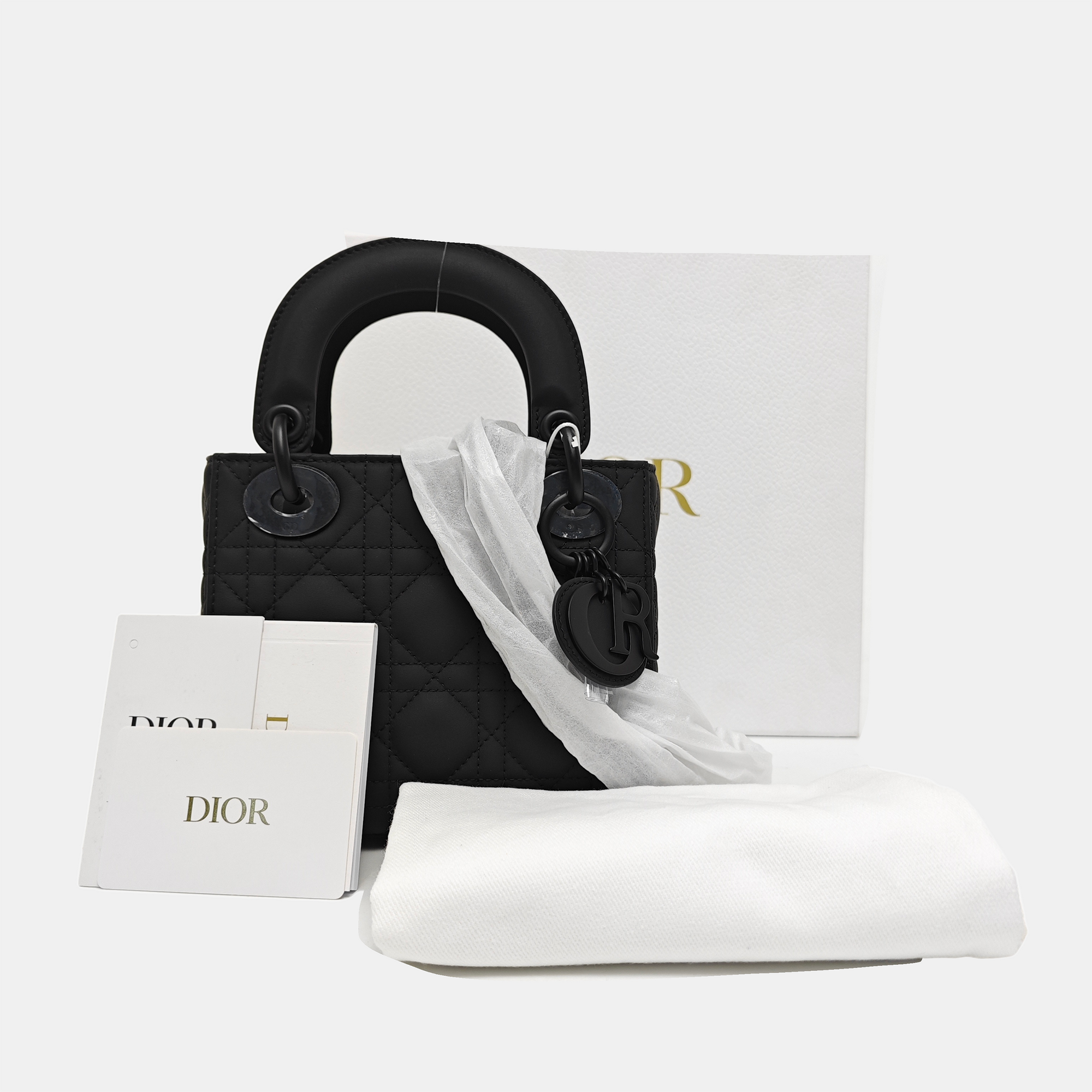 Lady Dior Mini Cannage Calfskin Black
