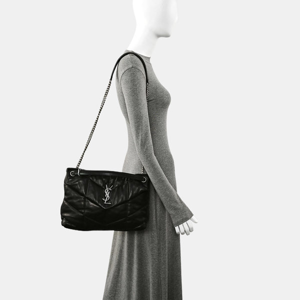 LOULOU Medium Quilted Lambskin Black
