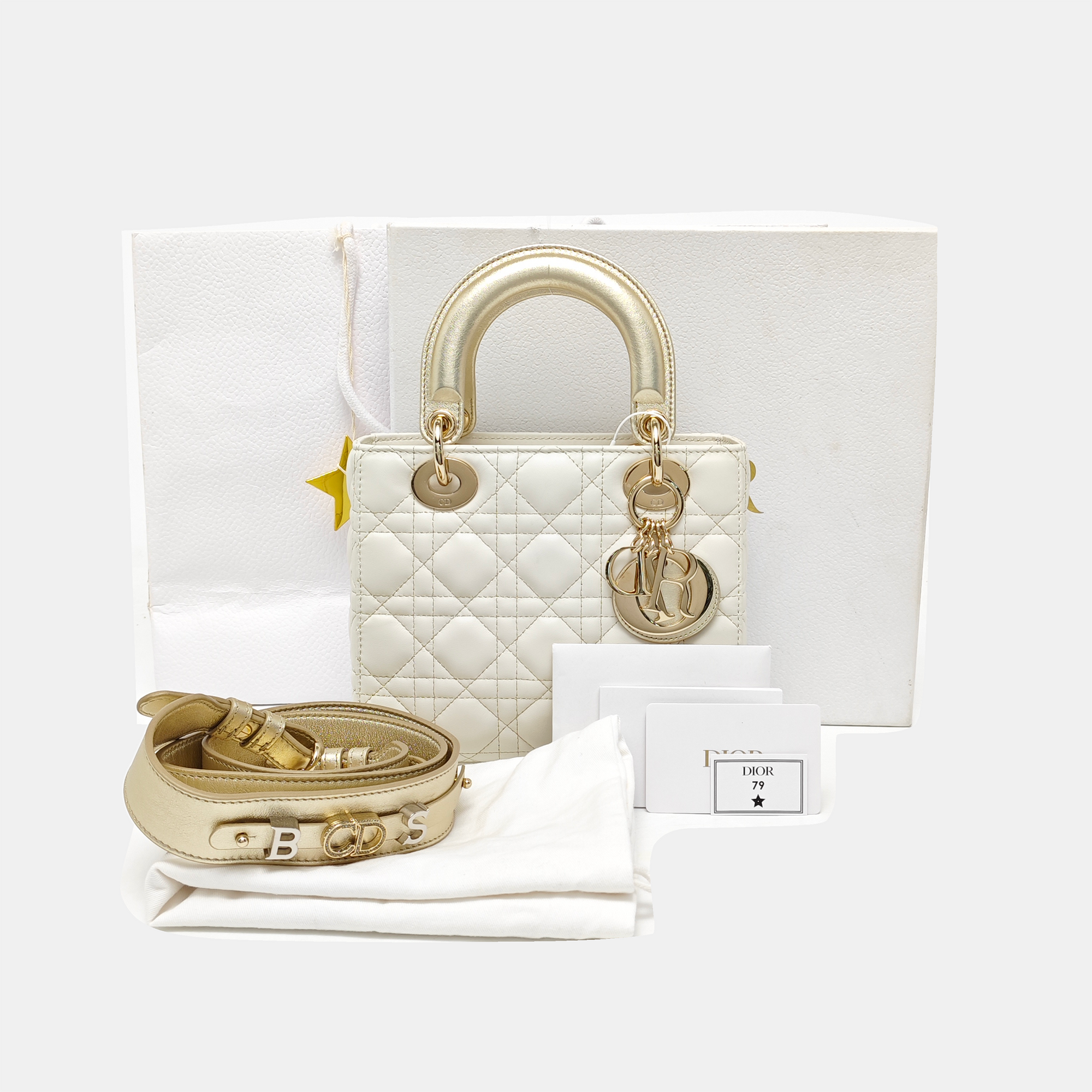 Lady Dior Small Cannage Lambskin White