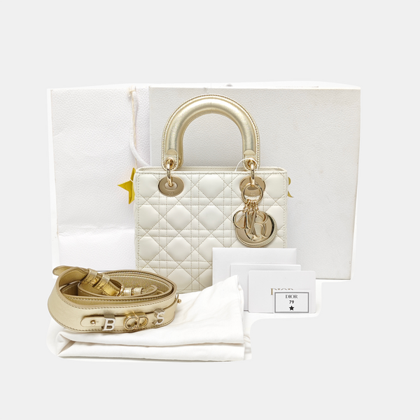 Lady Dior Small Cannage Lambskin White
