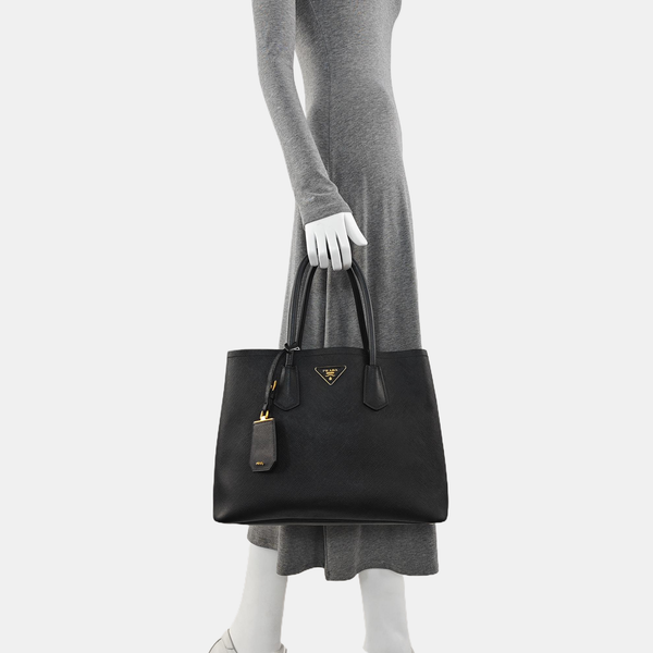 Double Large Saffiano Calfskin Black