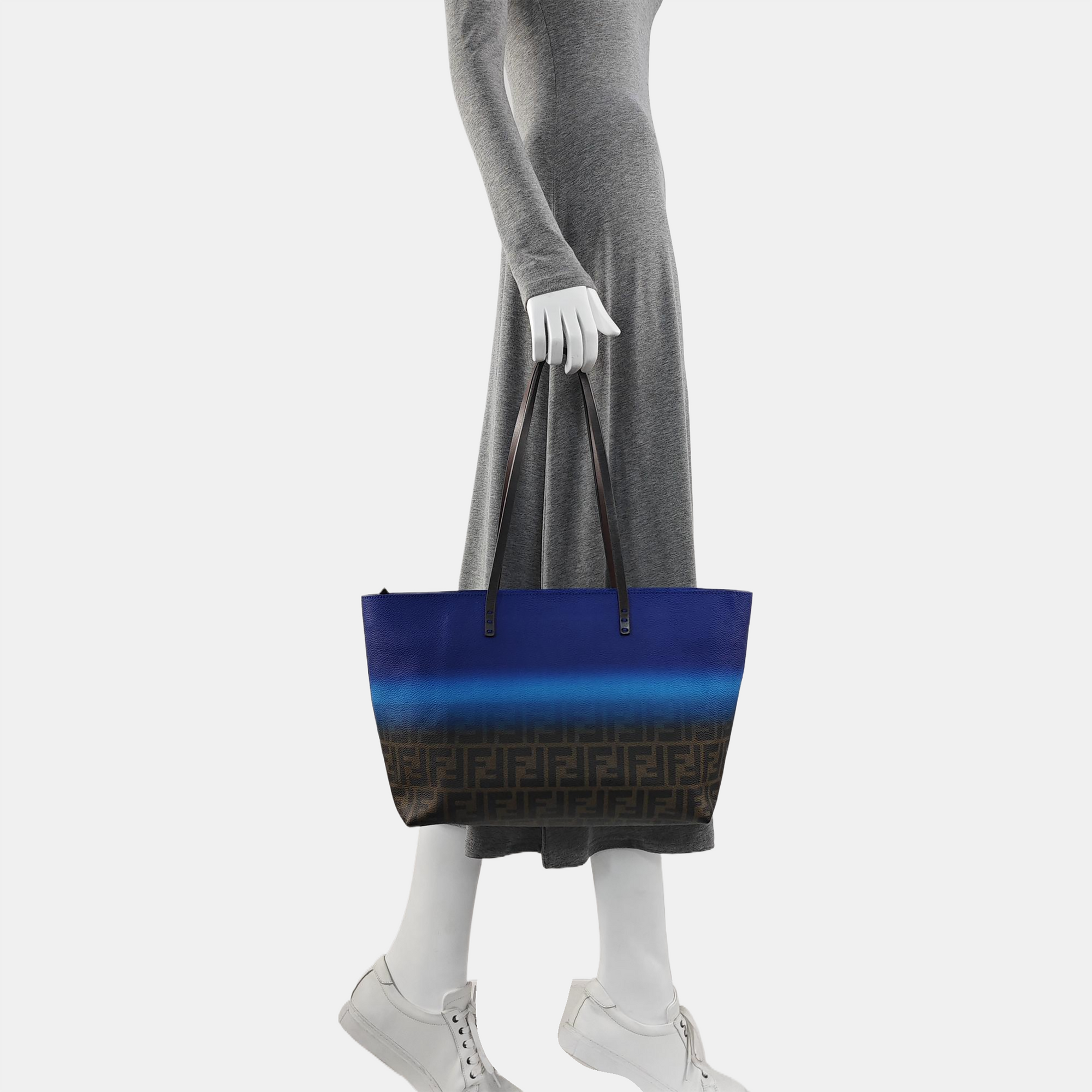 Coated Canvas Tote Bag Blue