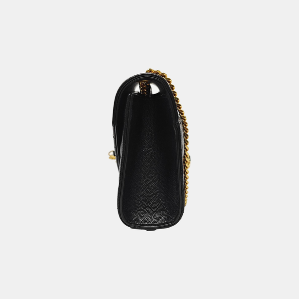 ENVELOPE Small Chevron Calfskin Black