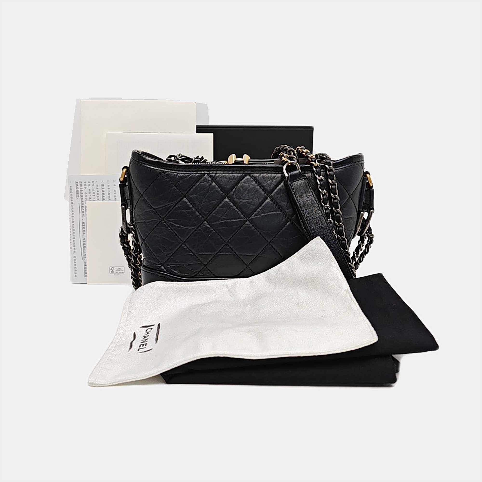 GABRIELLE Small Quilted Vintage Calf Black