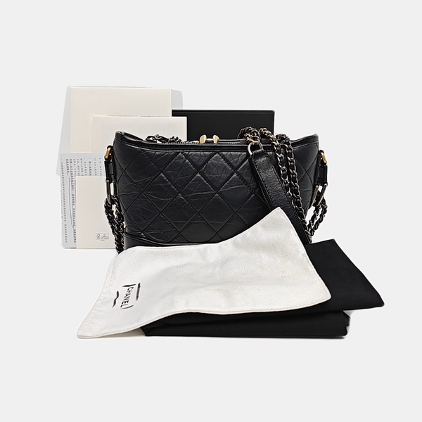 GABRIELLE Small Quilted Vintage Calf Black