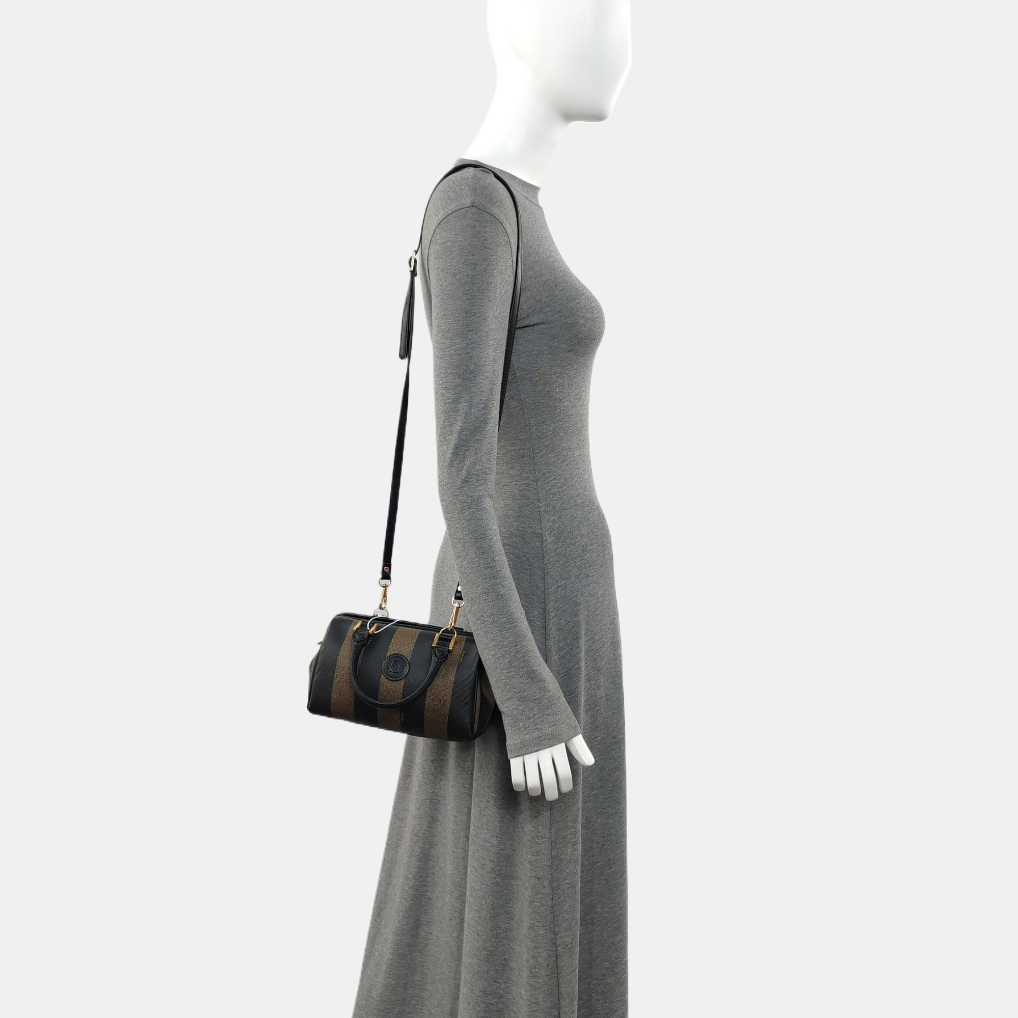 Coated Canvas Shoulder Bag Brown