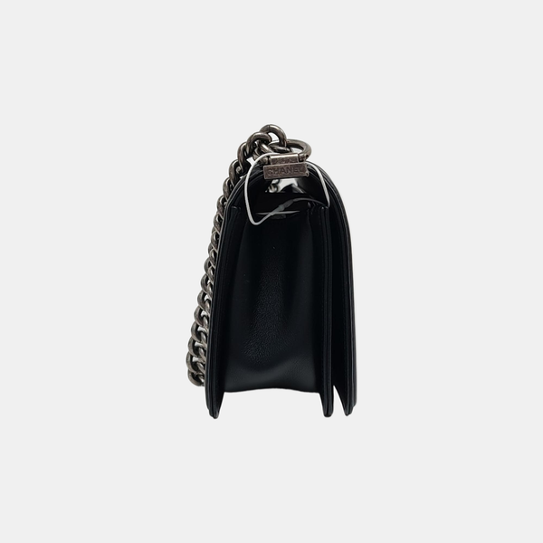 BOY CHANEL Medium Quilted Calfskin Black