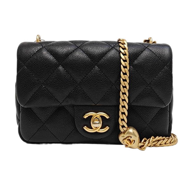 CLASSIC FLAP Mini Quilted Grained Calfskin Black