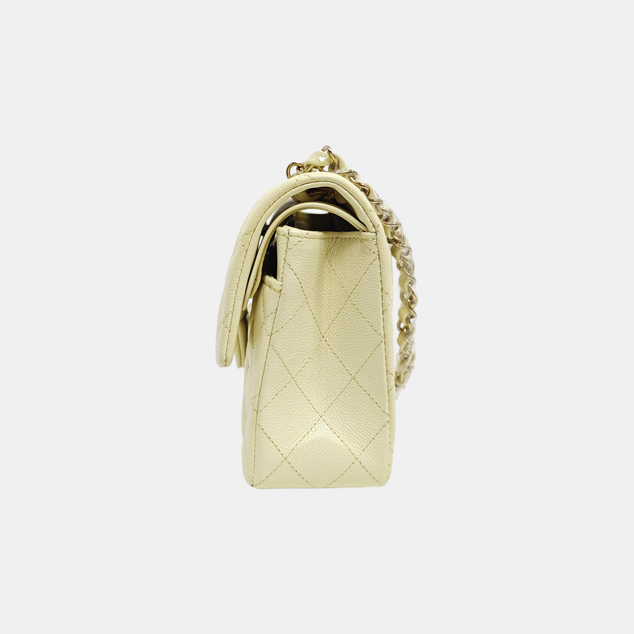 CLASSIC FLAP Small Quilted Grained Calfskin Yellow