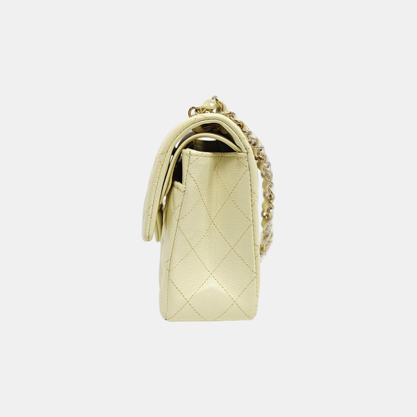CLASSIC FLAP Small Quilted Grained Calfskin Yellow