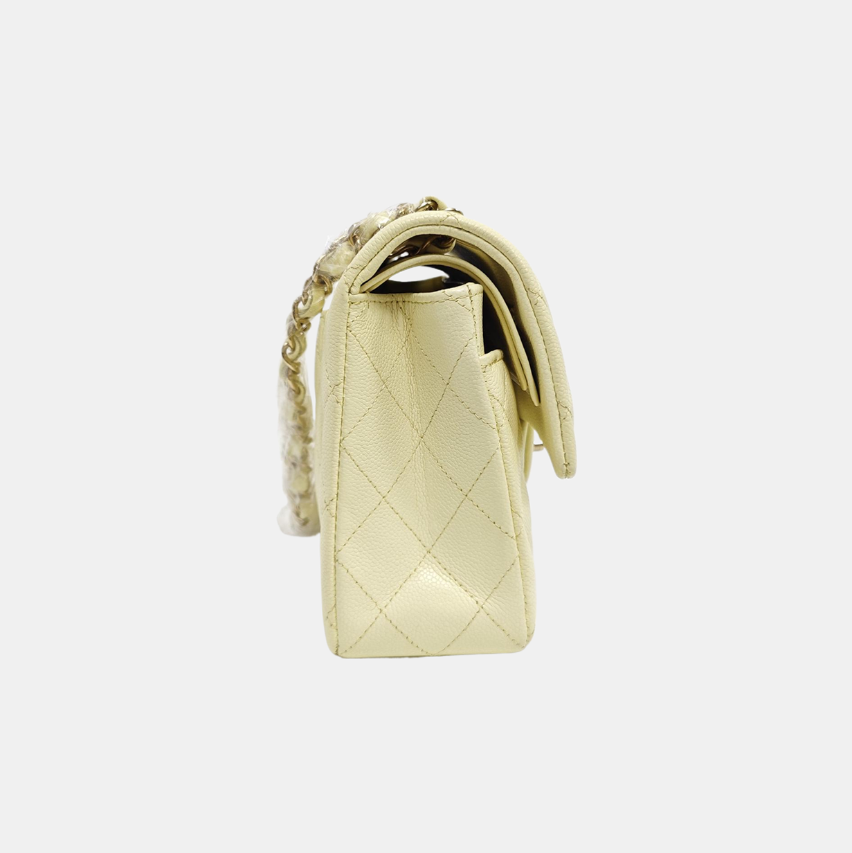 CLASSIC FLAP Small Quilted Grained Calfskin Yellow