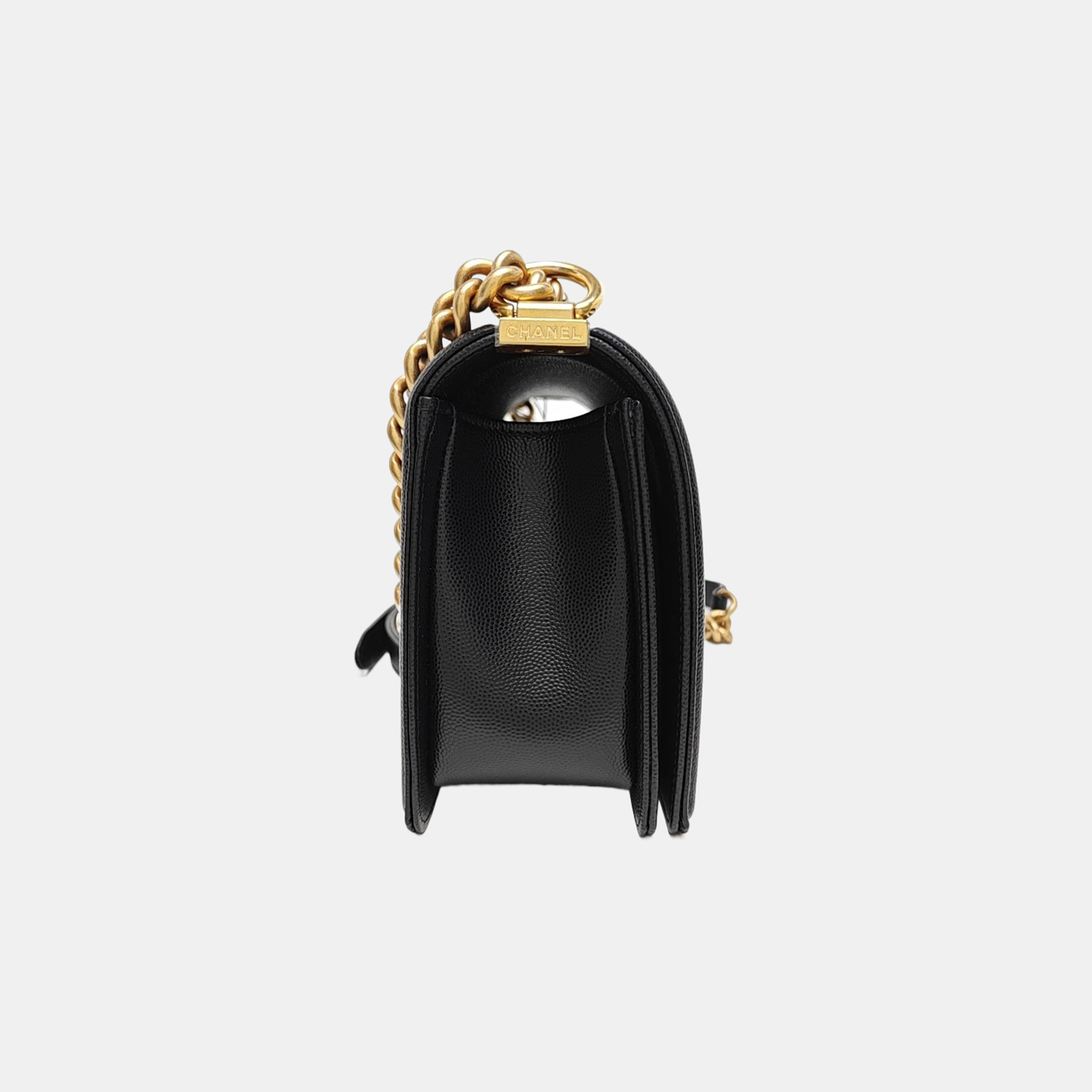 BOY CHANEL Medium Quilted Grained Calfskin Black