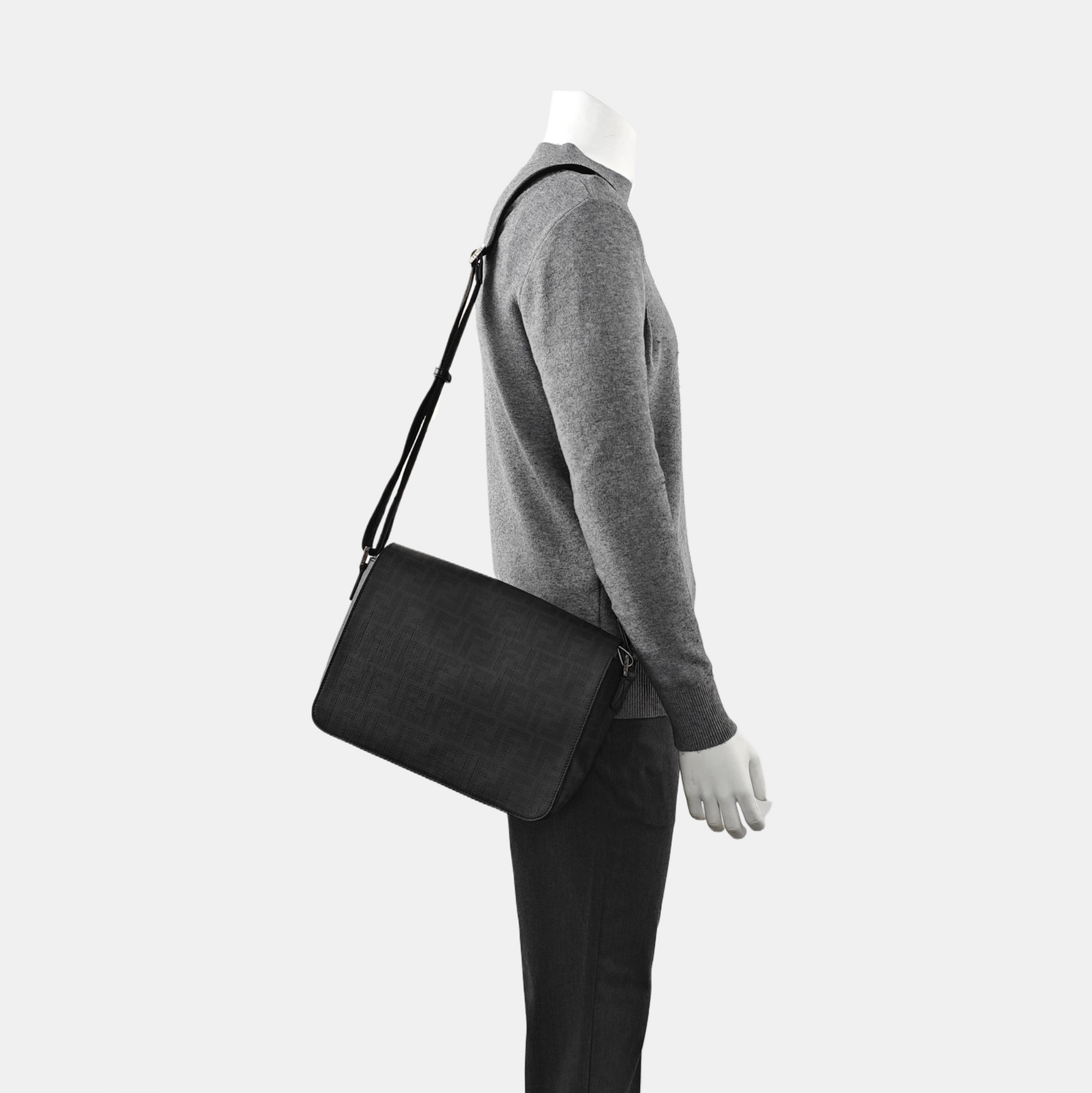 Coated Canvas Crossbody Bag Medium Black