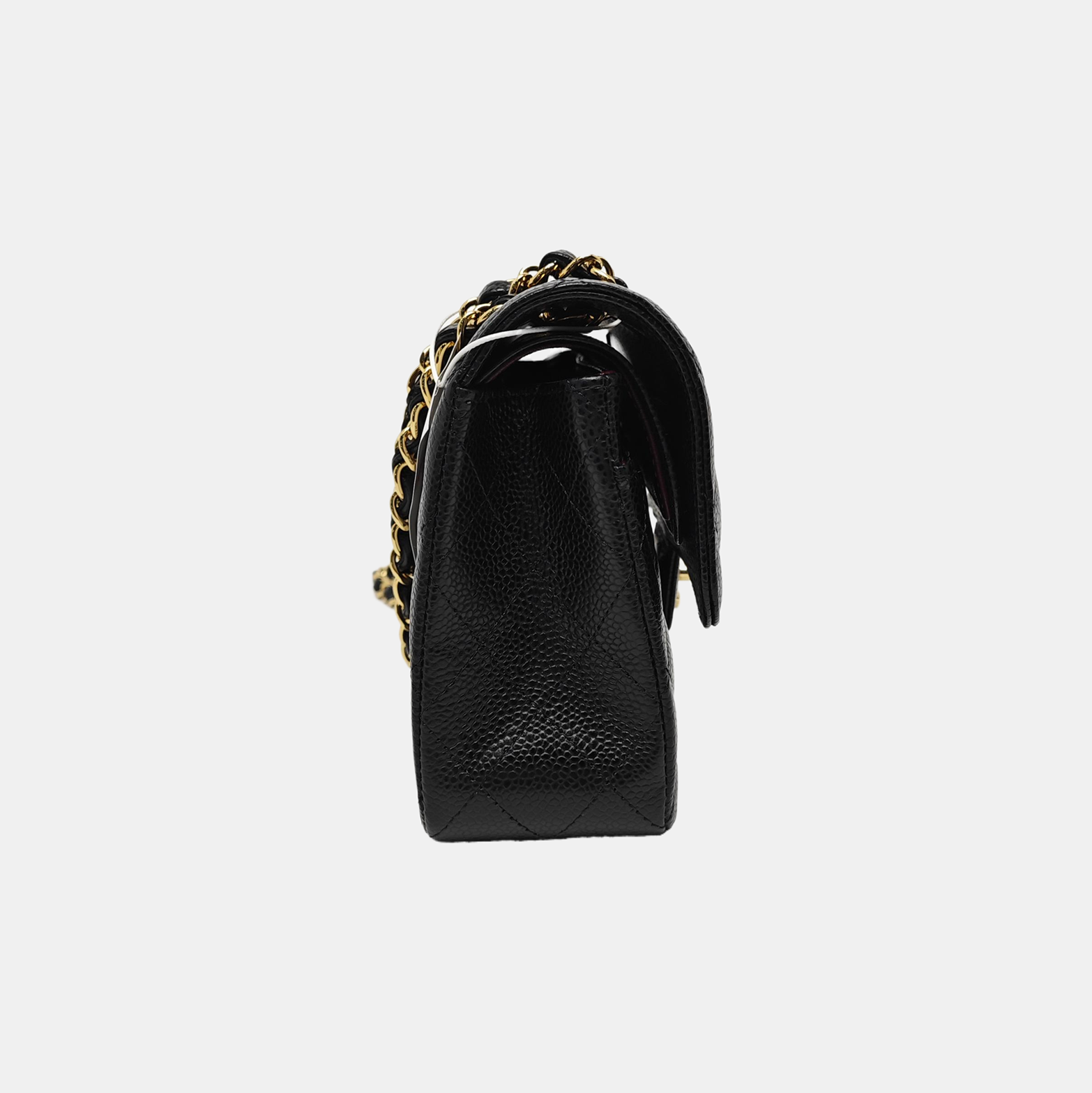 CLASSIC FLAP Small Quilted Grained Calfskin Black