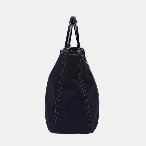 Quilted Canvas Tote Bag Blue