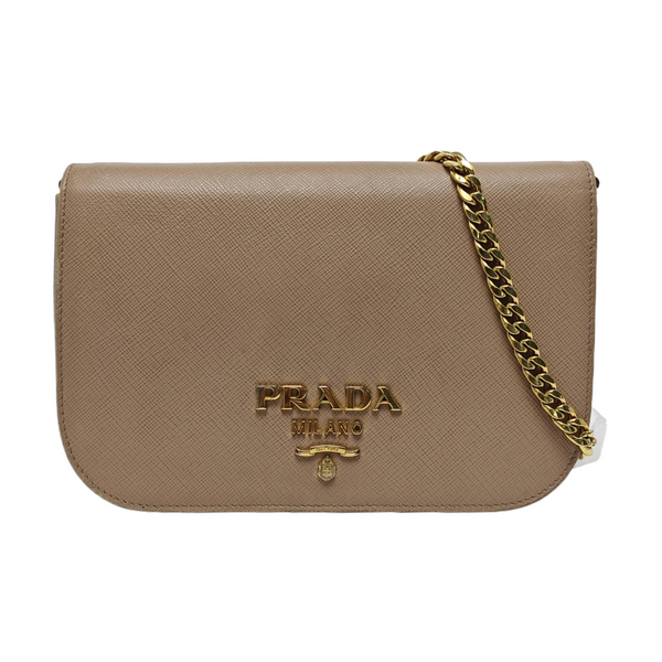 Saffiano Calfskin Shoulder Bag Beige