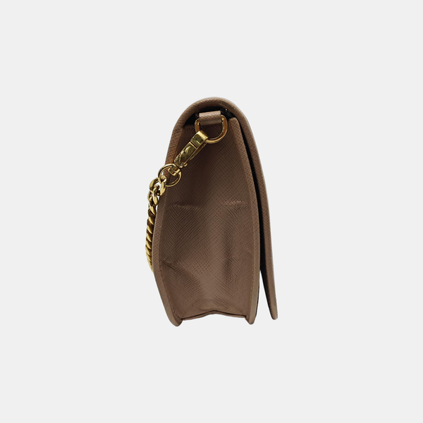 Saffiano Calfskin Shoulder Bag Beige