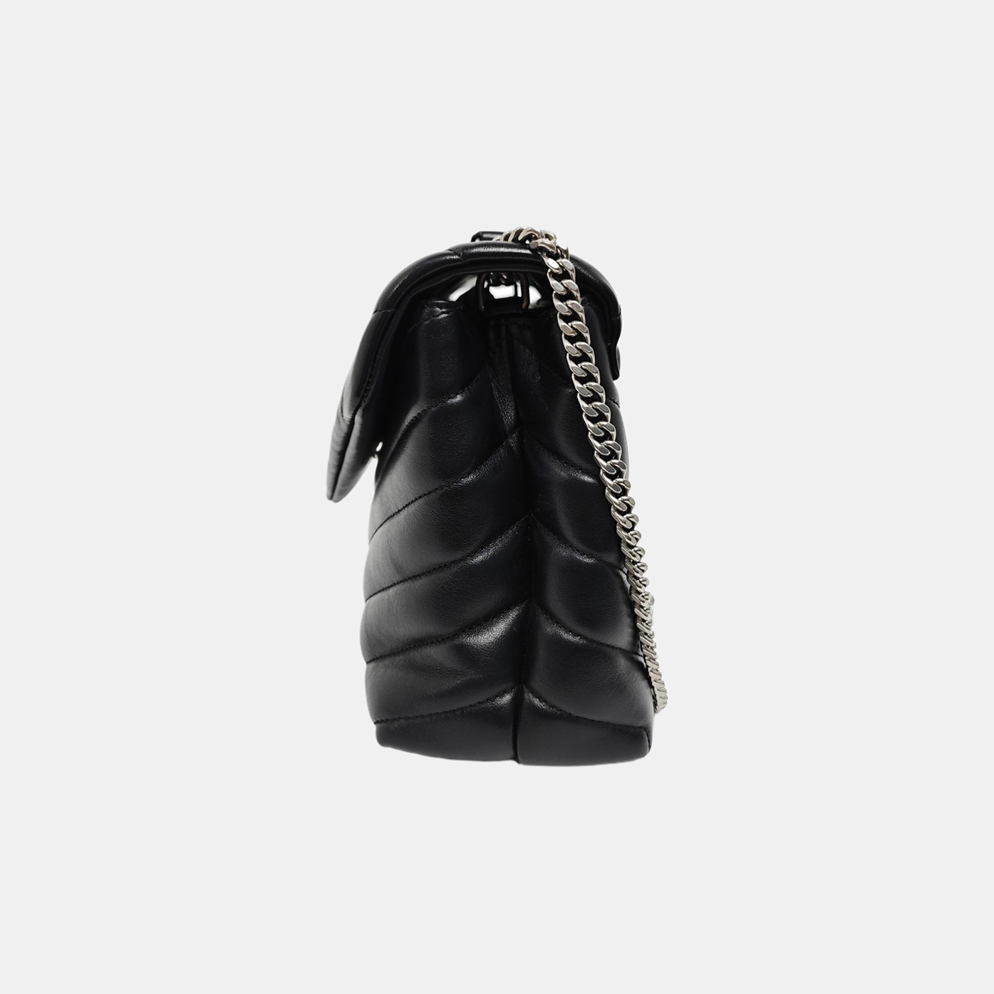 LOULOU Small Chevron Calfskin Black
