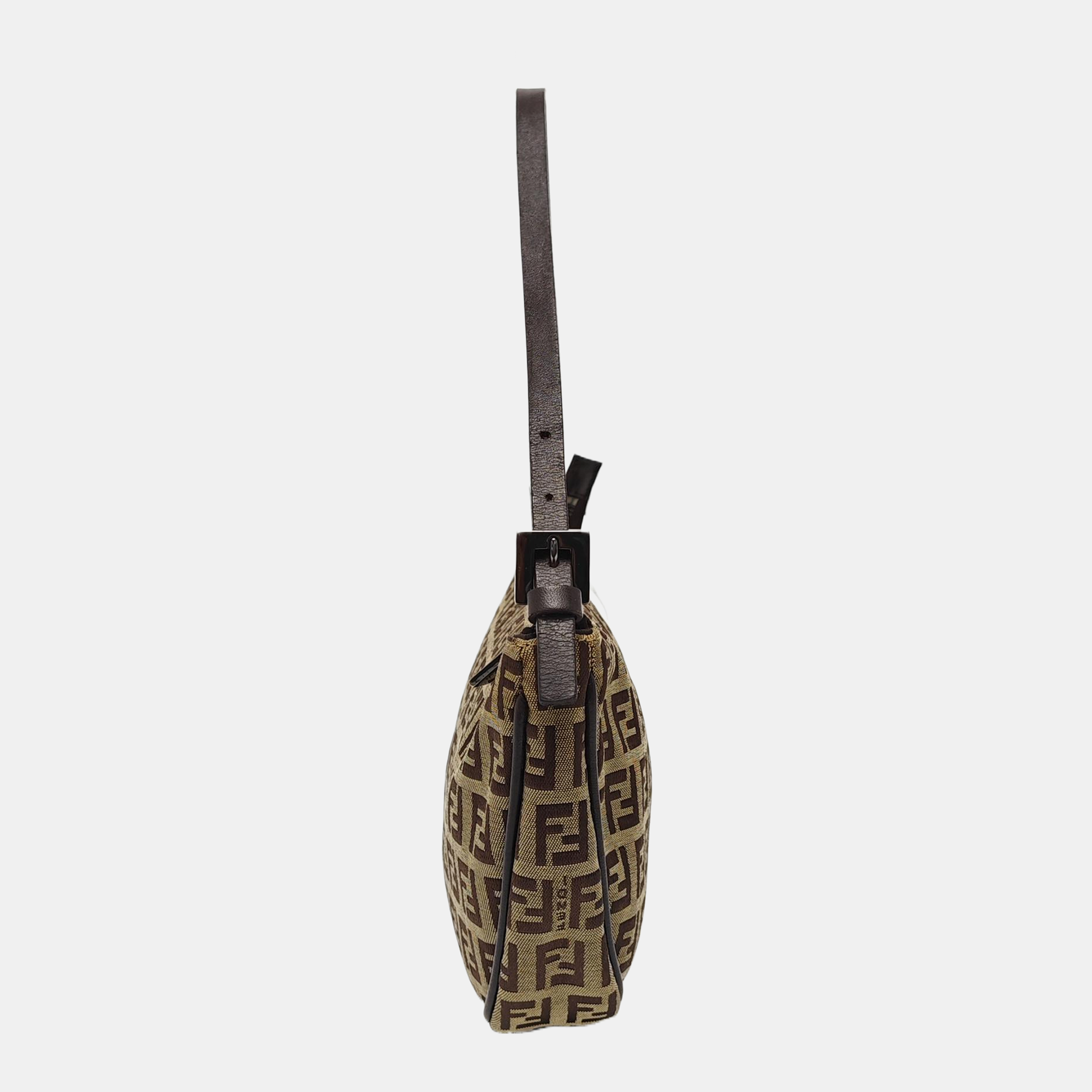 Coated Canvas Shoulder Bag Brown
