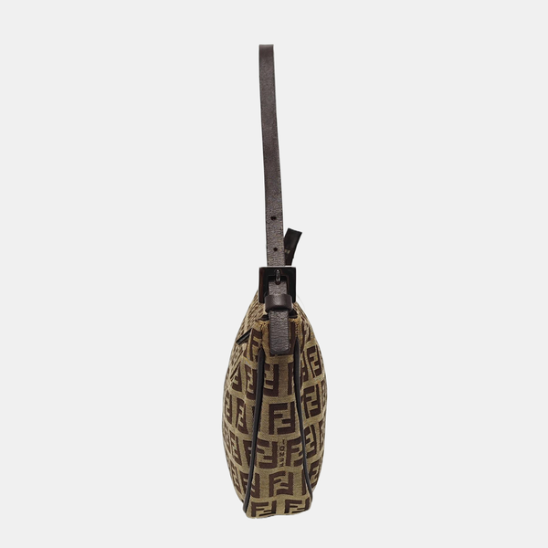 Coated Canvas Shoulder Bag Brown