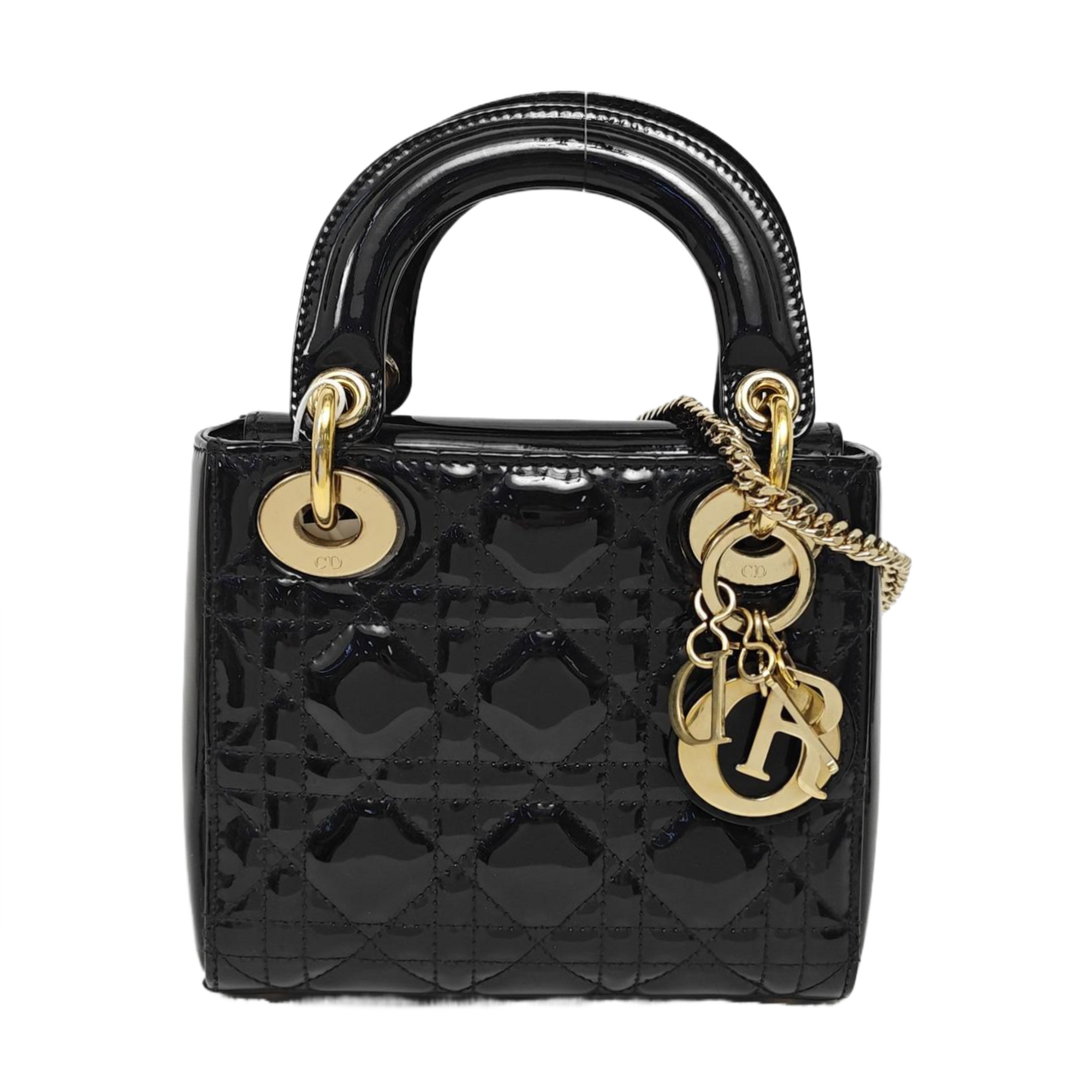 Lady Dior Mini Cannage Patent Leather Black