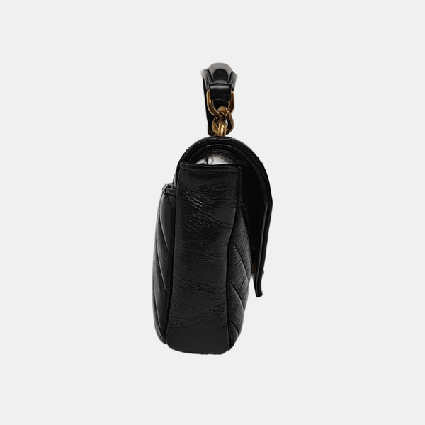 ENVELOPE Small Chevron Calfskin Black