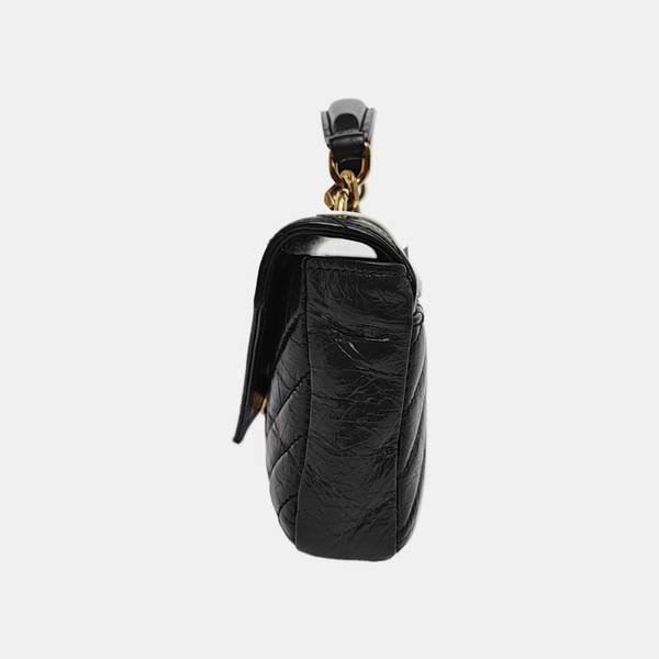 ENVELOPE Small Chevron Calfskin Black