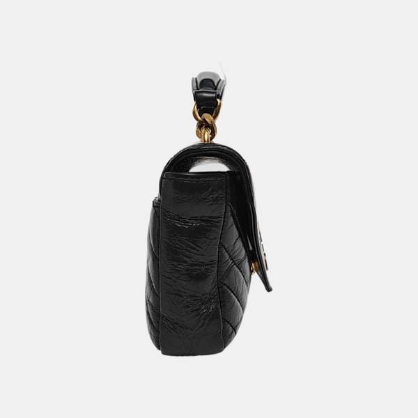 ENVELOPE Small Chevron Calfskin Black
