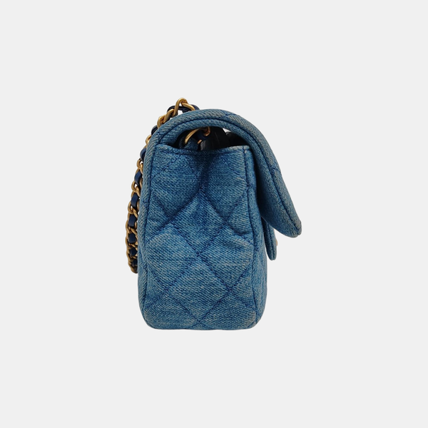 CLASSIC FLAP Mini Quilted Denim Blue