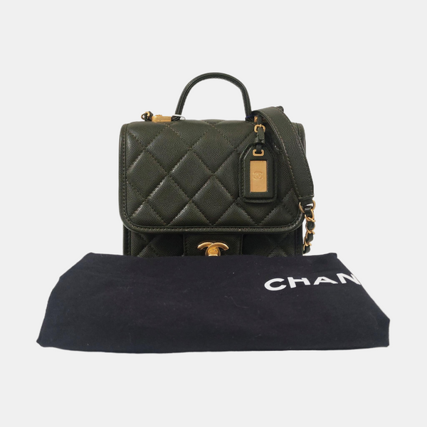 Quilted Grained Calfskin Small Green