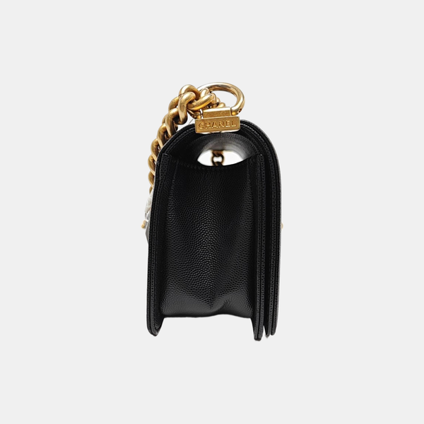 BOY CHANEL Small Quilted Grained Calfskin Black