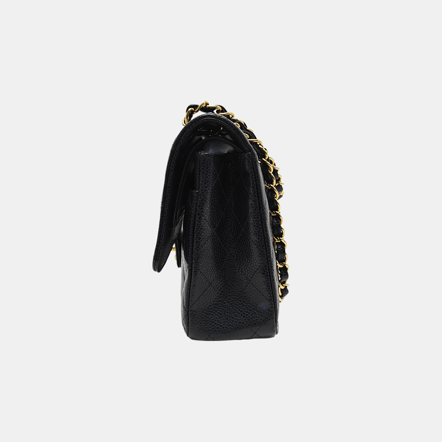 CLASSIC FLAP Medium Quilted Grained Calfskin Black