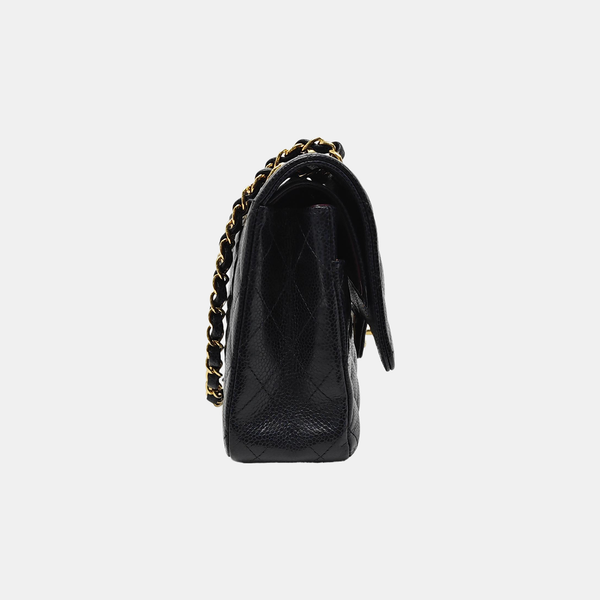CLASSIC FLAP Medium Quilted Grained Calfskin Black