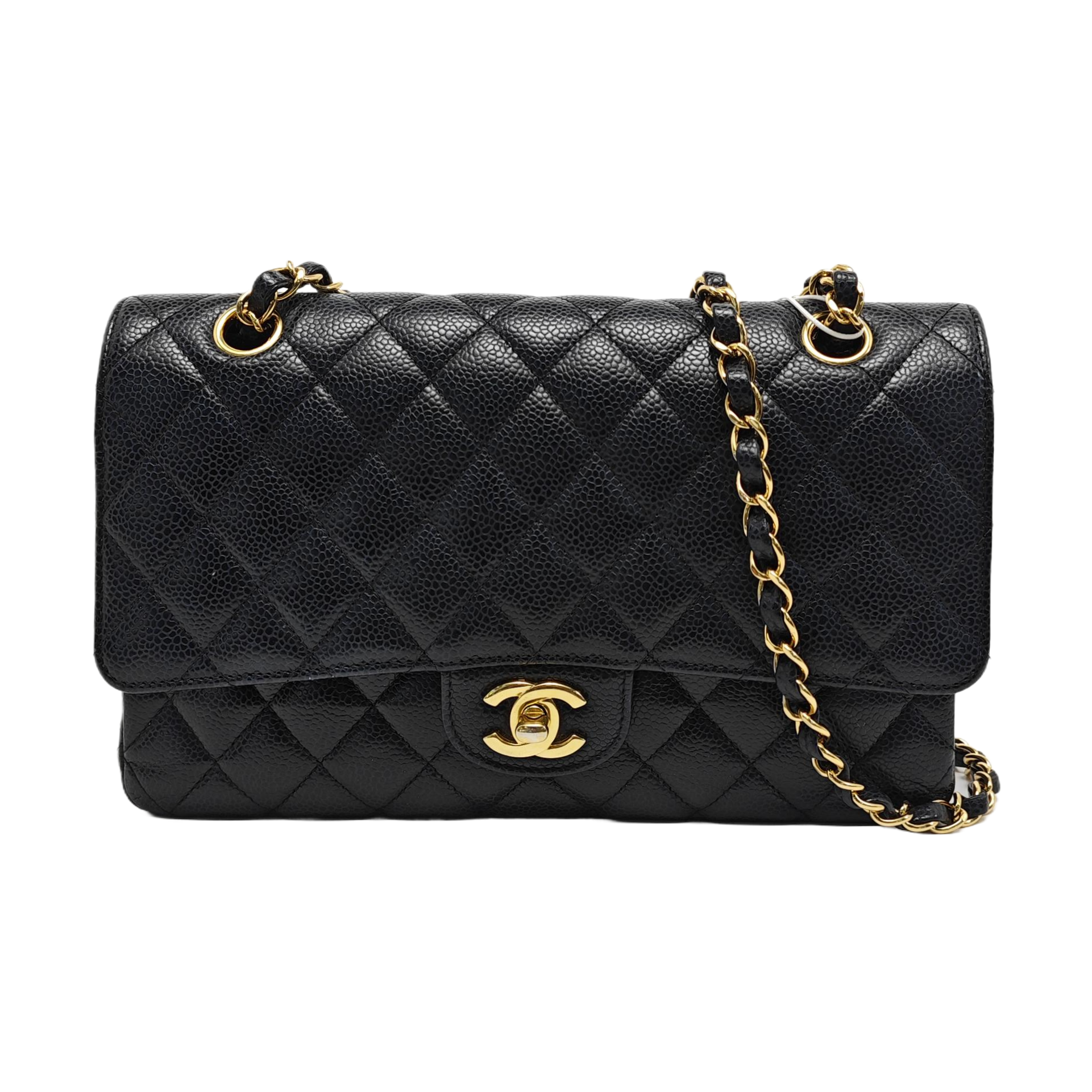CLASSIC FLAP Medium Quilted Grained Calfskin Black