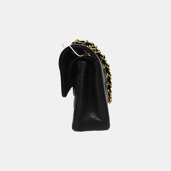 CLASSIC FLAP Small Quilted Grained Calfskin Black