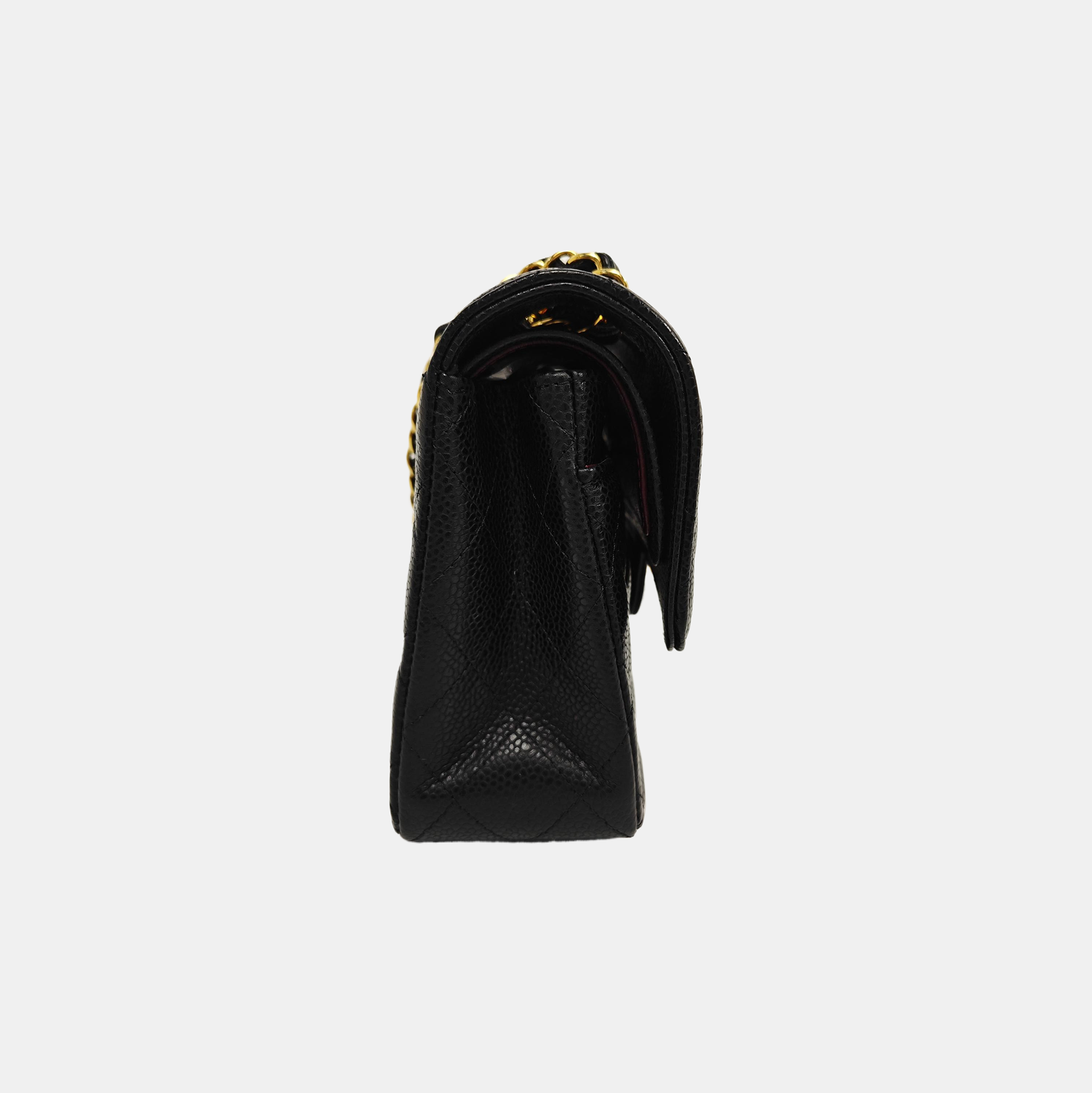 CLASSIC FLAP Small Quilted Grained Calfskin Black