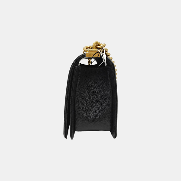 BOY CHANEL Medium Quilted Grained Calfskin Black