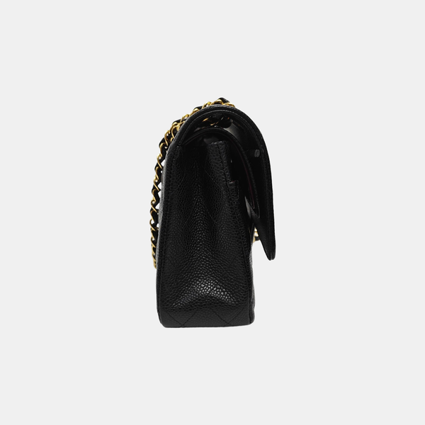 CLASSIC FLAP Medium Quilted Grained Calfskin Black