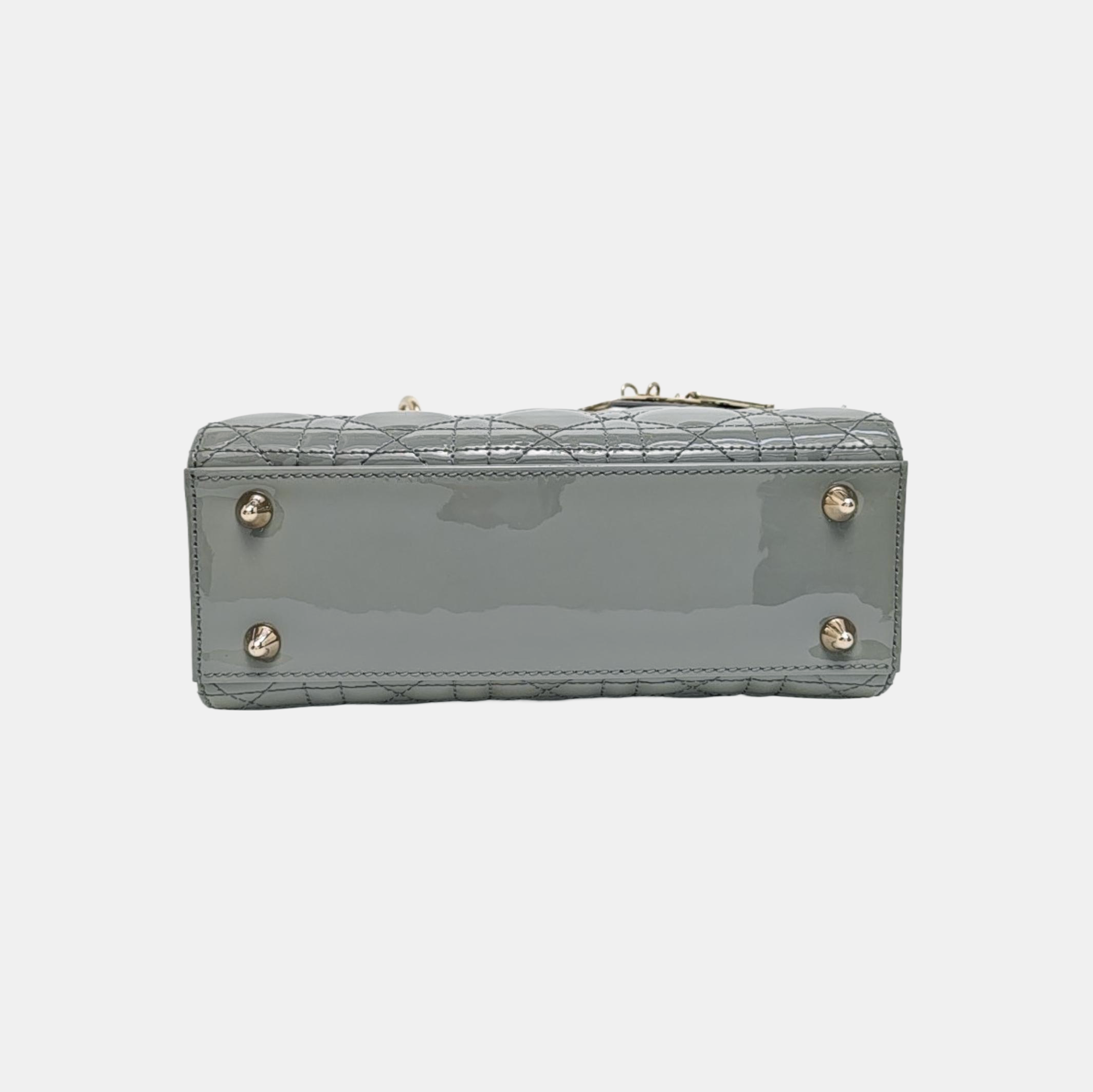Lady Dior Small Cannage Patent Leather Green