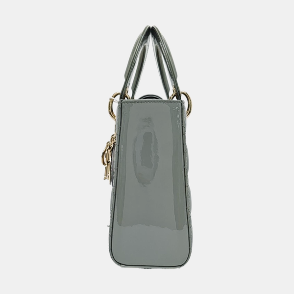 Lady Dior Small Cannage Patent Leather Green