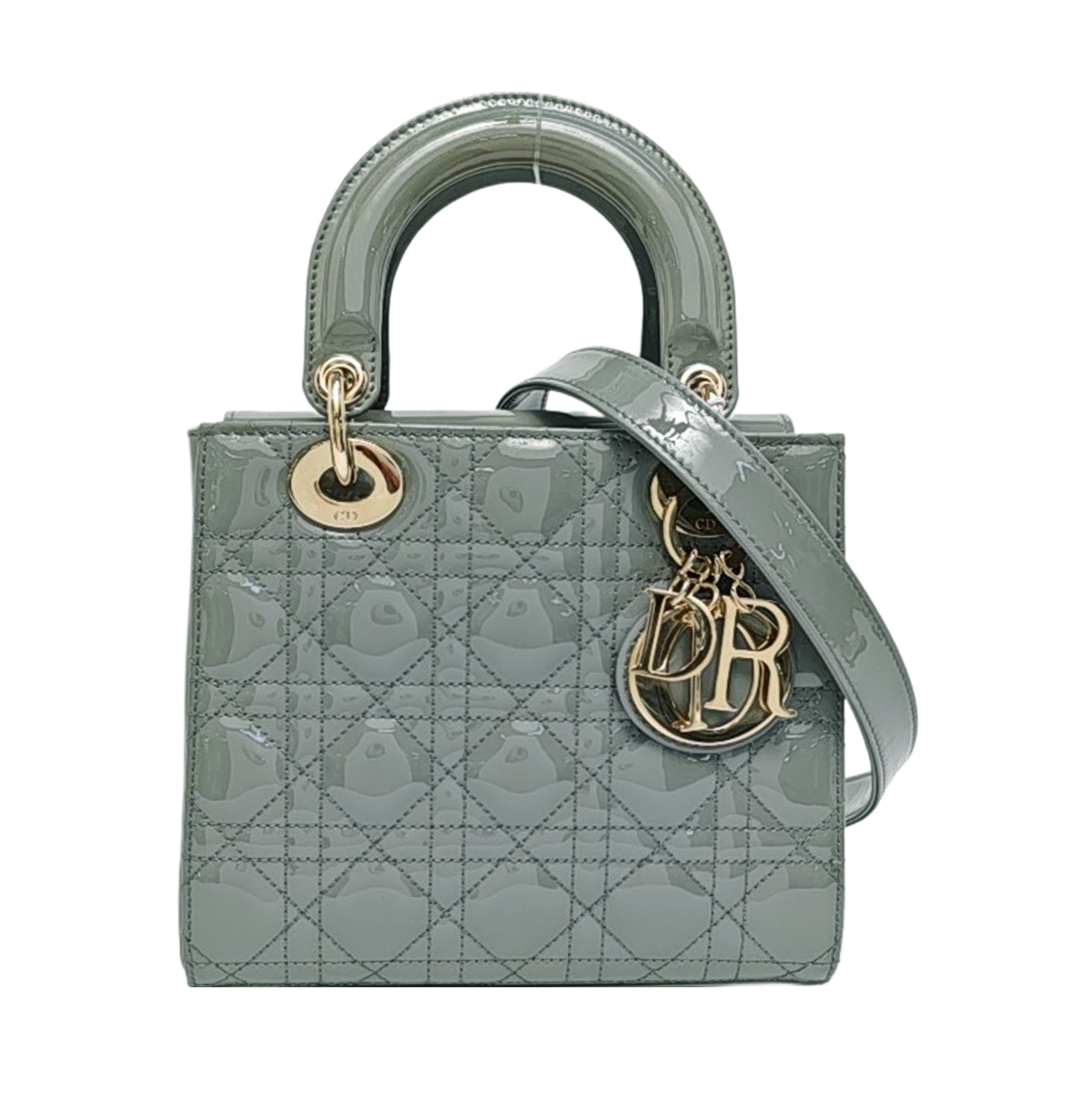 Lady Dior Small Cannage Patent Leather Green