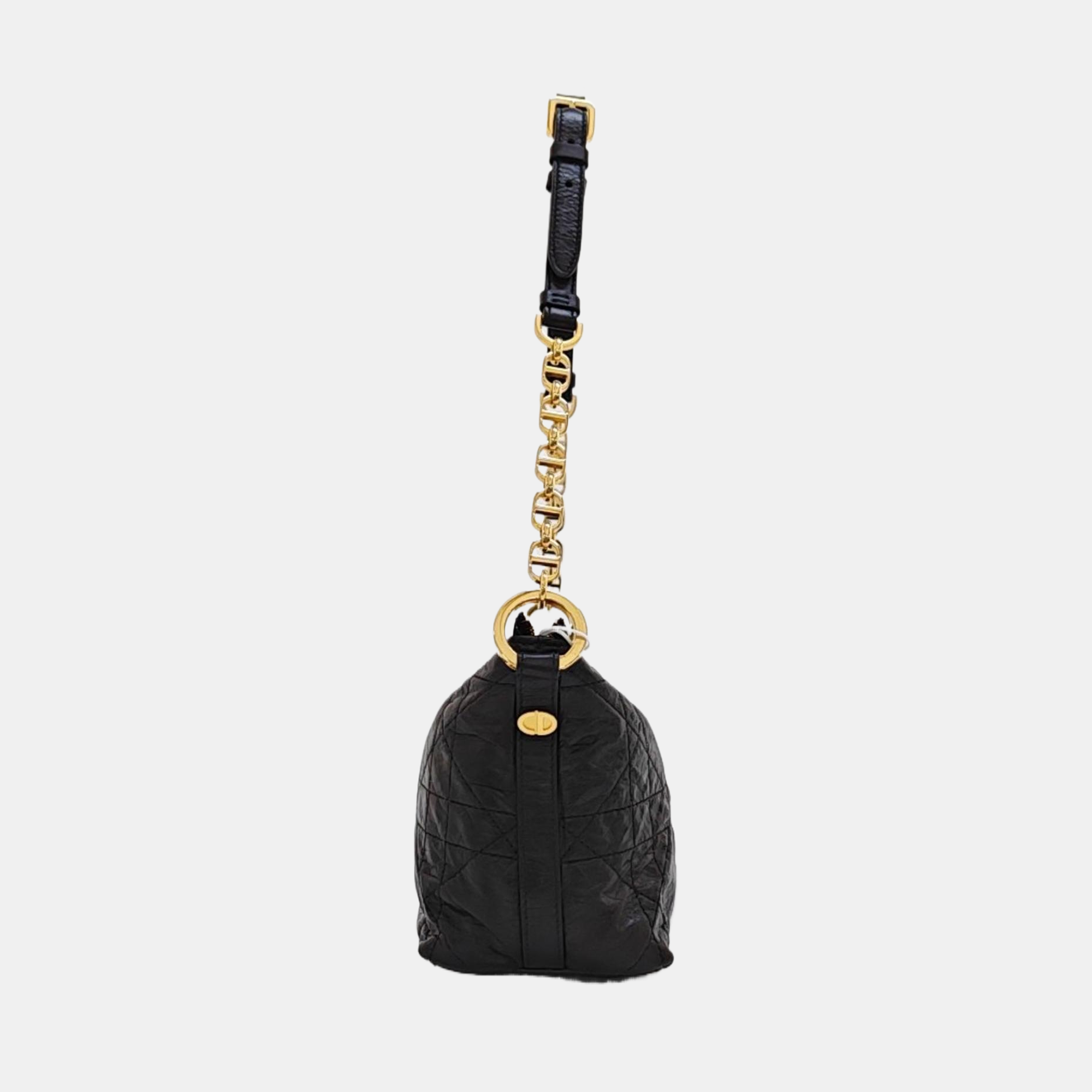 Diorstar Hobo Cannage Calfskin Black