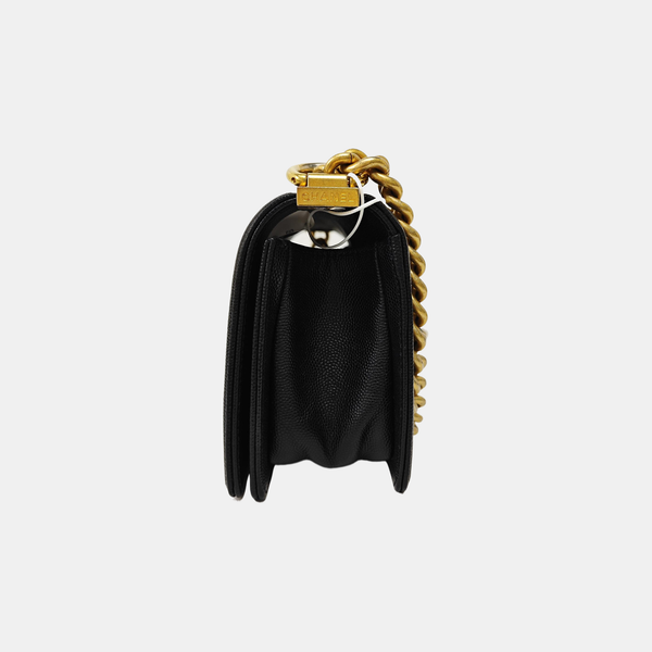 BOY CHANEL Small Quilted Grained Calfskin Black