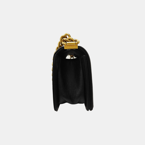 BOY CHANEL Small Quilted Grained Calfskin Black