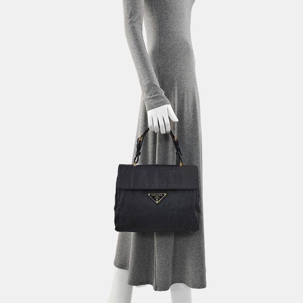 Nylon Top Handle Bag Blue