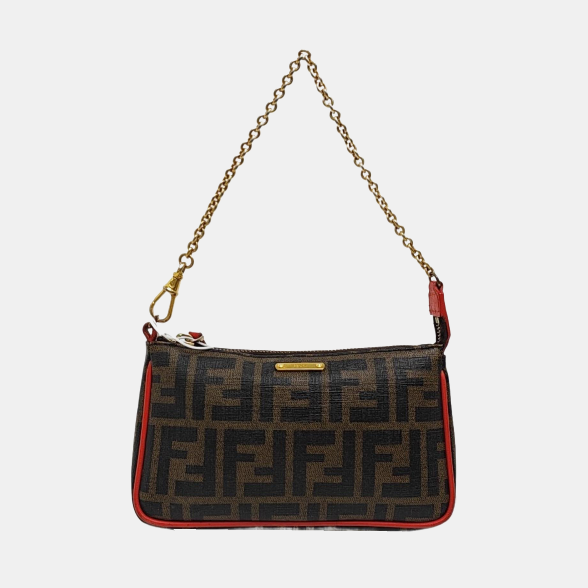 Coated Canvas Shoulder Bag Brown