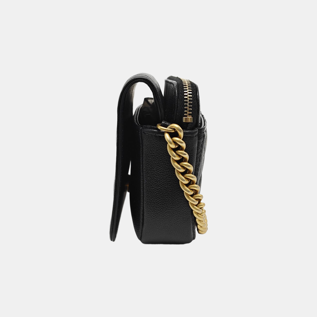 BOY CHANEL Mini Quilted Grained Calfskin Black