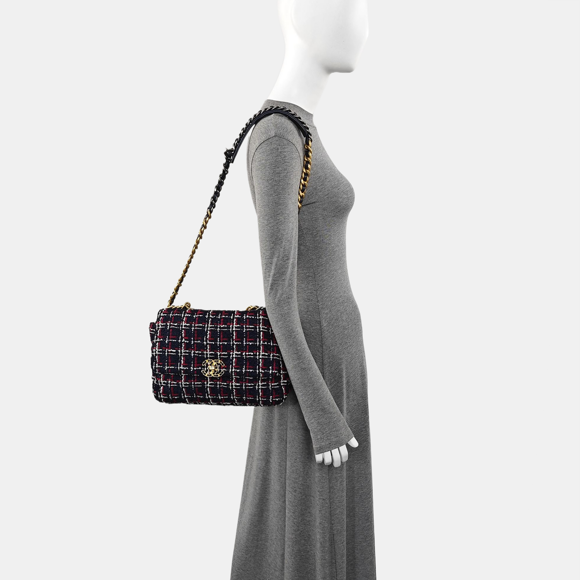 CHANEL 19 Large Quilted Wool Multicolor